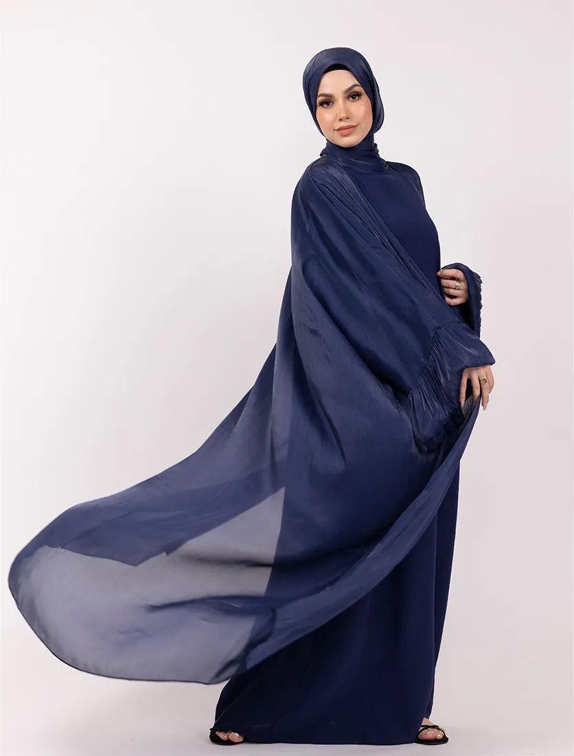 Navy Open Organza Kaftan Set